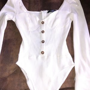 Whitefox boutique ribbed Henley bodysuit